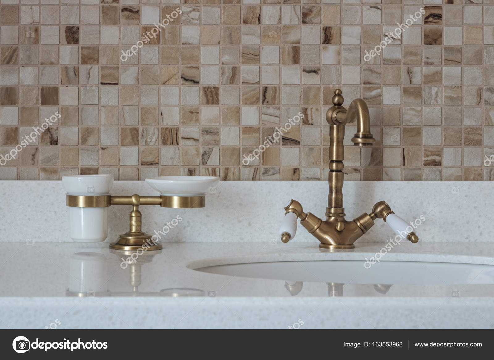 images Wash Basin Background Tiles Design https depositphotos com 163553968 stock photo the mixer and glasses for html