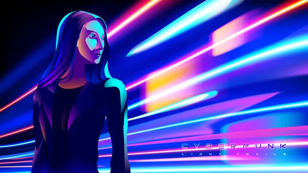 Cyberpunk Light Trails Effect in Vector — Stockvector