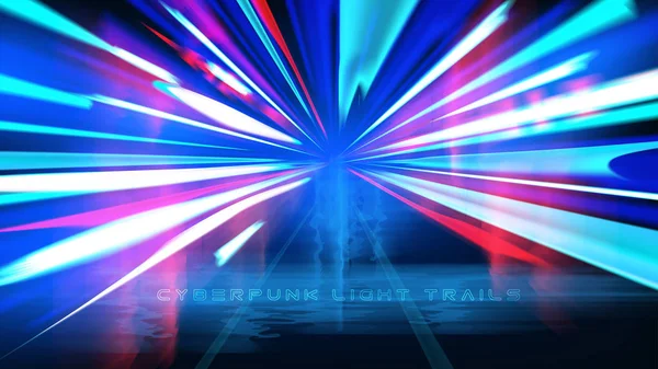 Cyberpunk Light Trails Effect in Vector — Stockvector