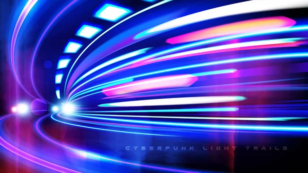 Cyberpunk Light Trails Effect in Vector — Stockvector