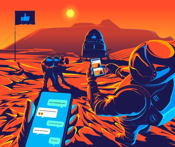 Mars soziale konzeptuelle Illustration — Stockvektor