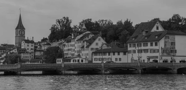 Zurich Black and White Riverscape — Stock Photo, Image