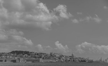 Lizbon siyah ve beyaz Panorama