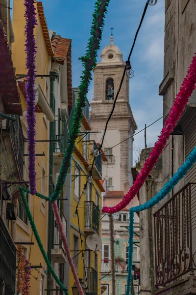 Ein Bild Des Alfama Viertels Bei Der Feier Der Santos — Stockfoto