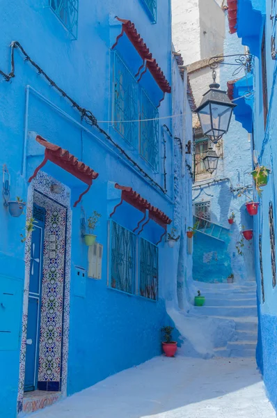 Iv strade blu di Chefchaouen — Foto Stock