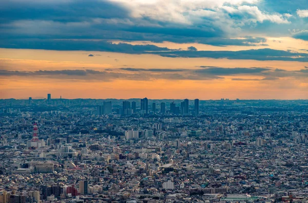 Een Schilderstuk Van Tokio Stad Landschap Bij Zonsondergang — Stockfoto