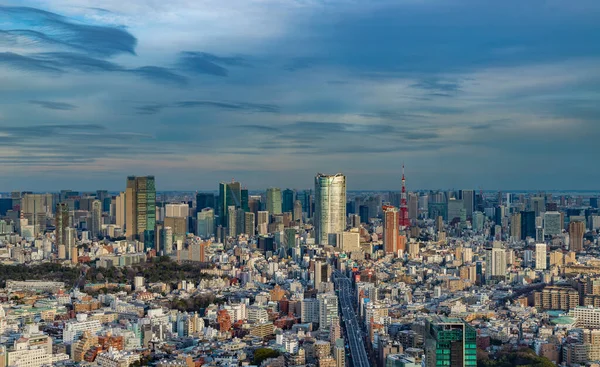 Een Schilderstuk Van Tokio Stad Landschap Vertonend Tokio Toren Bij — Stockfoto