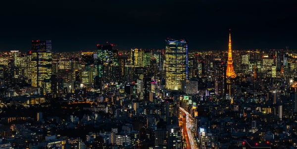 Een Schilderstuk Van Tokio Stad Landschap Vertonend Tokio Toren Avond — Stockfoto