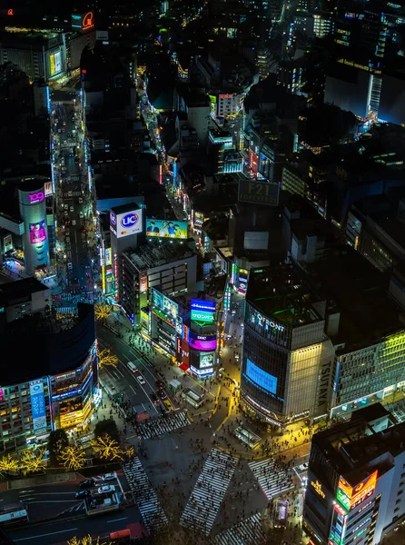Una Imagen Panorámica Del Cruce Shibuya Vista Desde Arriba Por — Foto de Stock