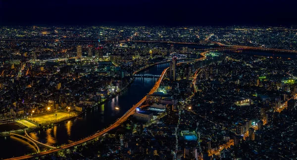 一张东京城市景观的全景全景图片 从上面看 — 图库照片