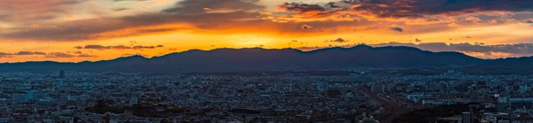 Una Foto Panorámica Ciudad Kyoto Tomada Atardecer — Foto de Stock