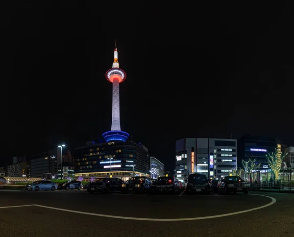 Панорама Киотской Башни Площади Токийского Вокзала Ночью — стоковое фото