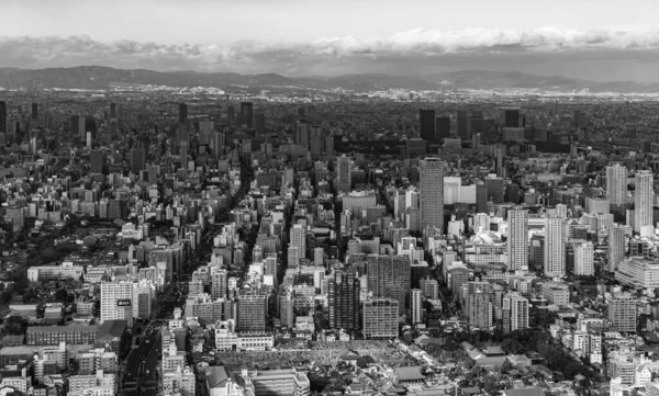 Black White Picture Skyline Skyscrapers Osaka — Stock Photo, Image