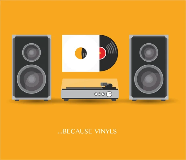 Record player with boxes — Stock Vector