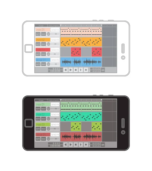 Digitální audio pracovní stanice (DAW) v smartphone — Stockový vektor
