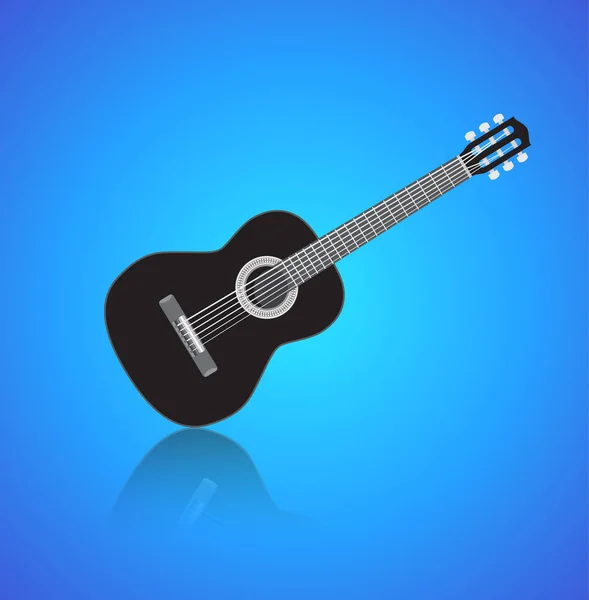 Guitarra negra Acoustig — Vector de stock