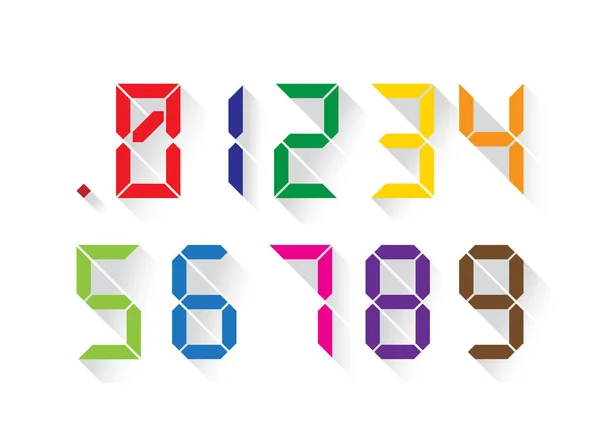 Set di numeri colorati digitali — Vettoriale Stock