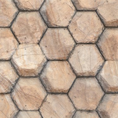 Altıgen tuğla duvar arkaplanı, 3D illüstrasyon.