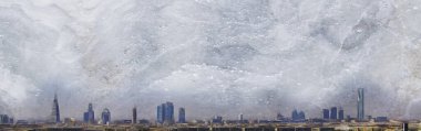 Riyad şehri mermer duvar paneli üzerinde, 3D illüstrasyon