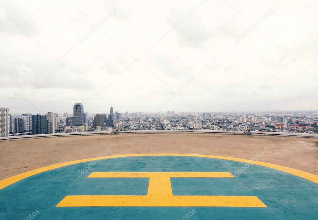 Helipad on the roof of a skyscraper