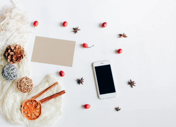 Creative flat lay with autumn ornaments — Stock Photo, Image