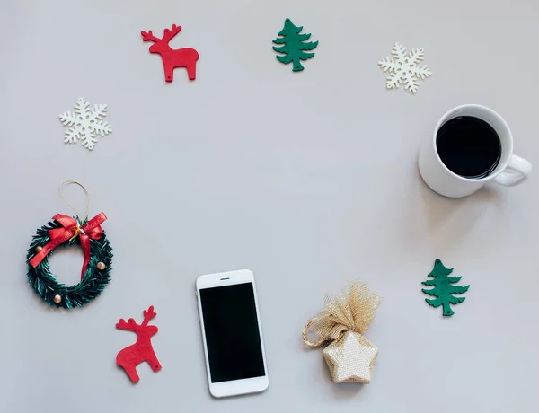 Kreative flache Verlegung von Weihnachtsbasteleien — Stockfoto