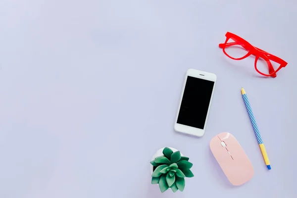 Creative flat lay style workspace desk — Stock Photo, Image