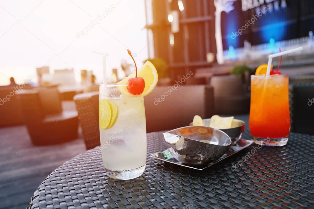 Two iced cocktail glasses 