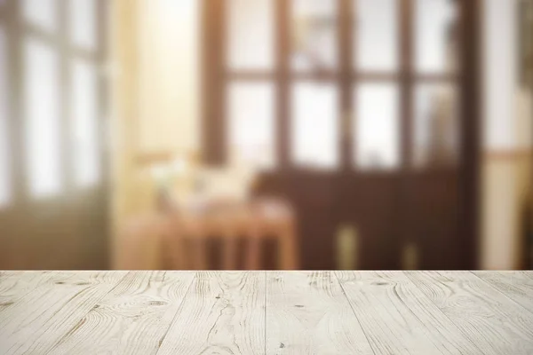 Boş ahşap tahta masa üstü — Stok fotoğraf