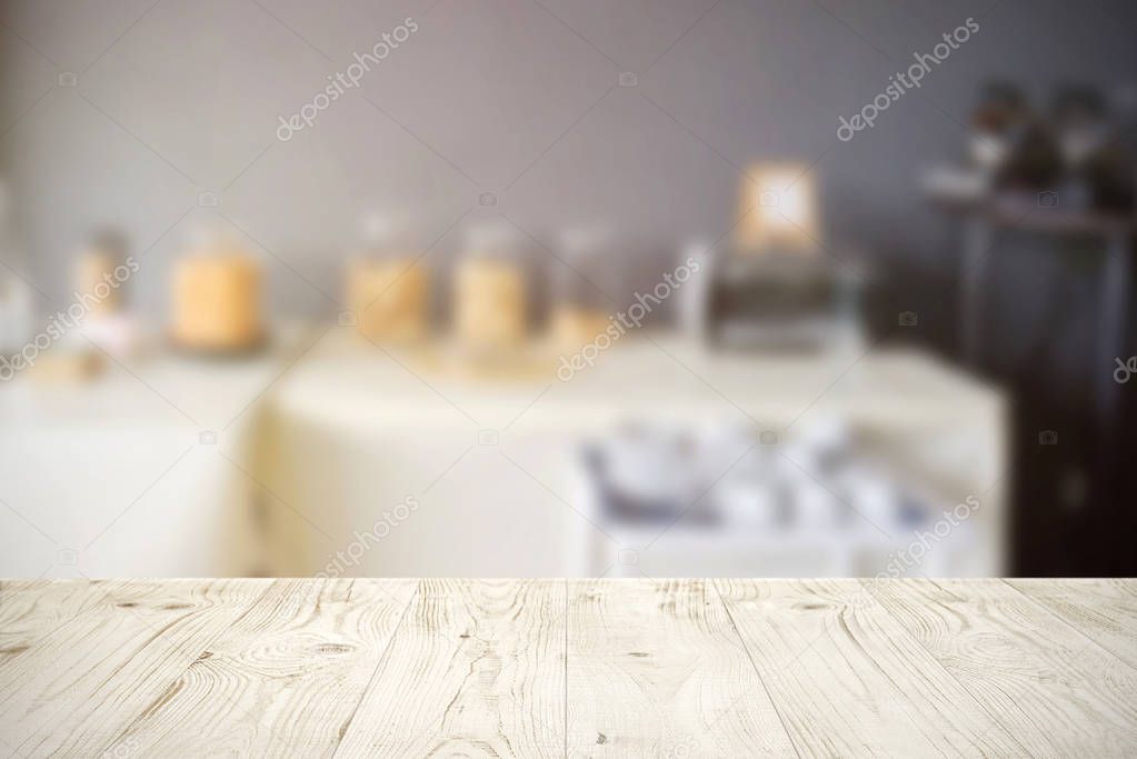 Empty wooden board table top 