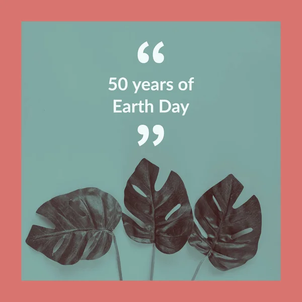 Mensaje Años Del Día Tierra Sobre Fondo Verde Planta Salvar —  Fotos de Stock