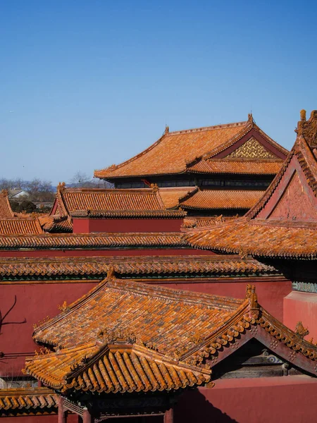 Tiled telhados da cidade proibida em Pequim China — Fotografia de Stock