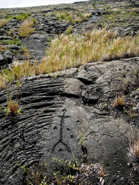 Havajské Petroglyhs v sopky národní Park — Stock fotografie
