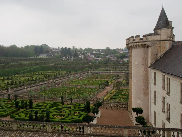 Formální zahrady v zámku Villandry v údolí Loiry, Francie — Stock fotografie