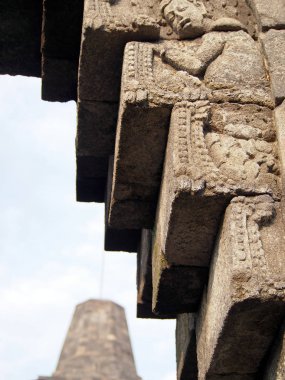 Endonezya 'daki Borobudur Tapınağı' nda oymanın ayrıntıları