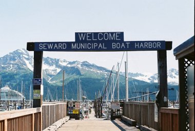 Sign Marking Entrance to Seward Boat Harbor Alaska clipart