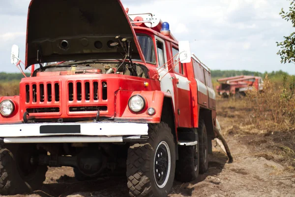 Camion in incendio boschivo — Foto Stock