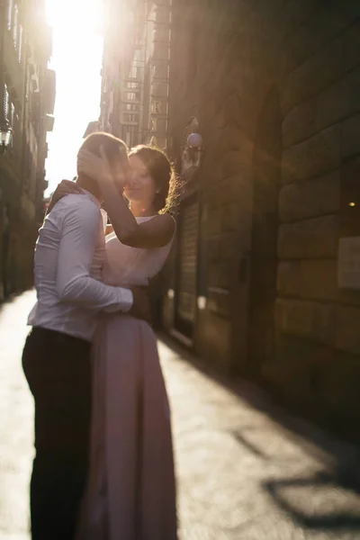 romantic couple on small italian street