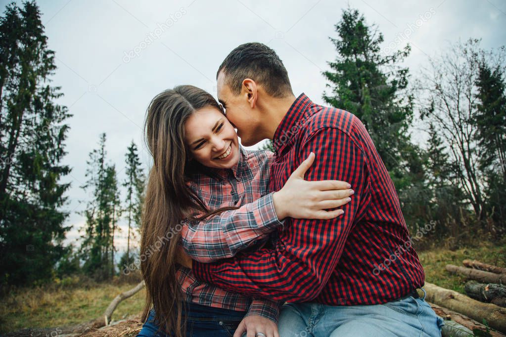young couple on nature