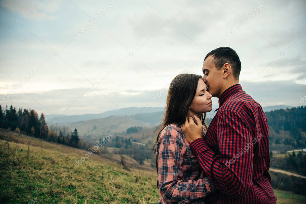 young couple on nature