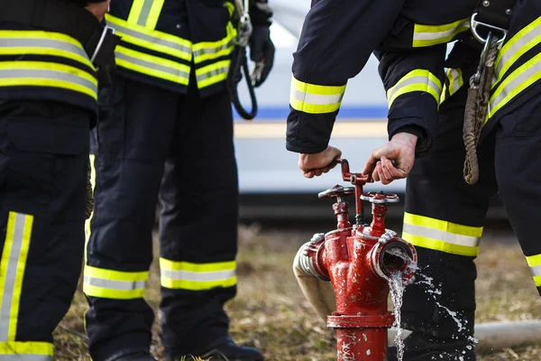 Пожежники вогонь під час тренування — стокове фото
