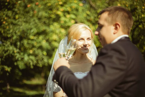 Romantiskt bröllop par nygifta — Stockfoto