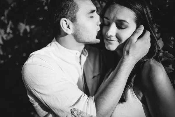 Pareja joven besándose en un viñedo . — Foto de Stock