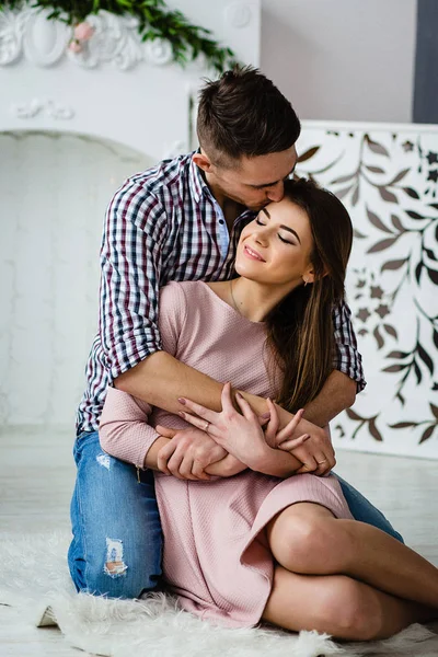 happy couple relaxing  at home