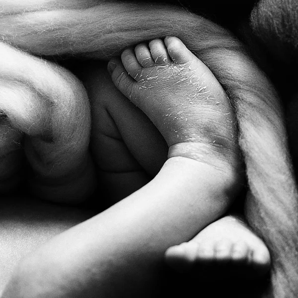 Tiny foot of newborn baby — Stock Photo, Image