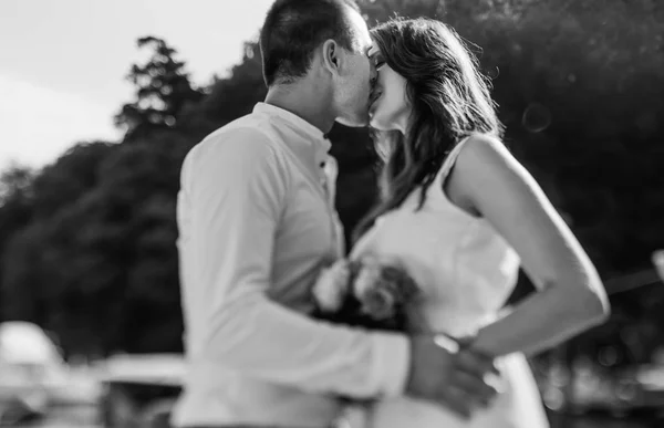 Beautiful romantic wedding couple — Stock Photo, Image