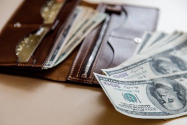 Dolar nakit bir kahverengi cüzdan 