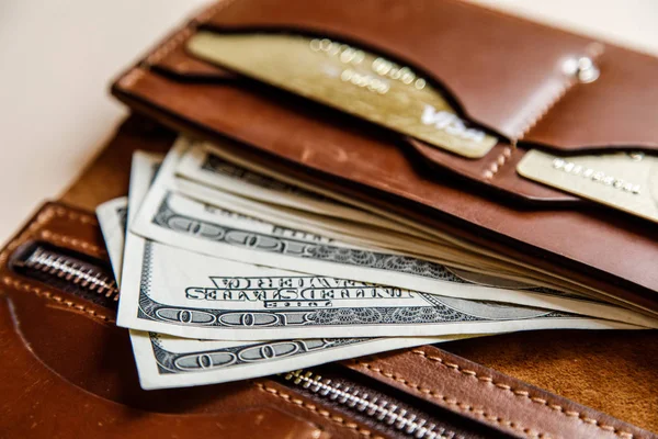 Dolar nakit bir kahverengi cüzdan 
