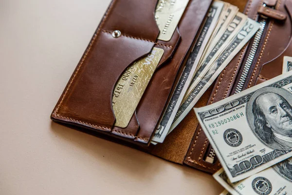 Dolar nakit bir kahverengi cüzdan 