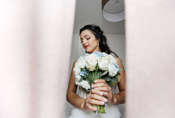  bride in white wedding dress 